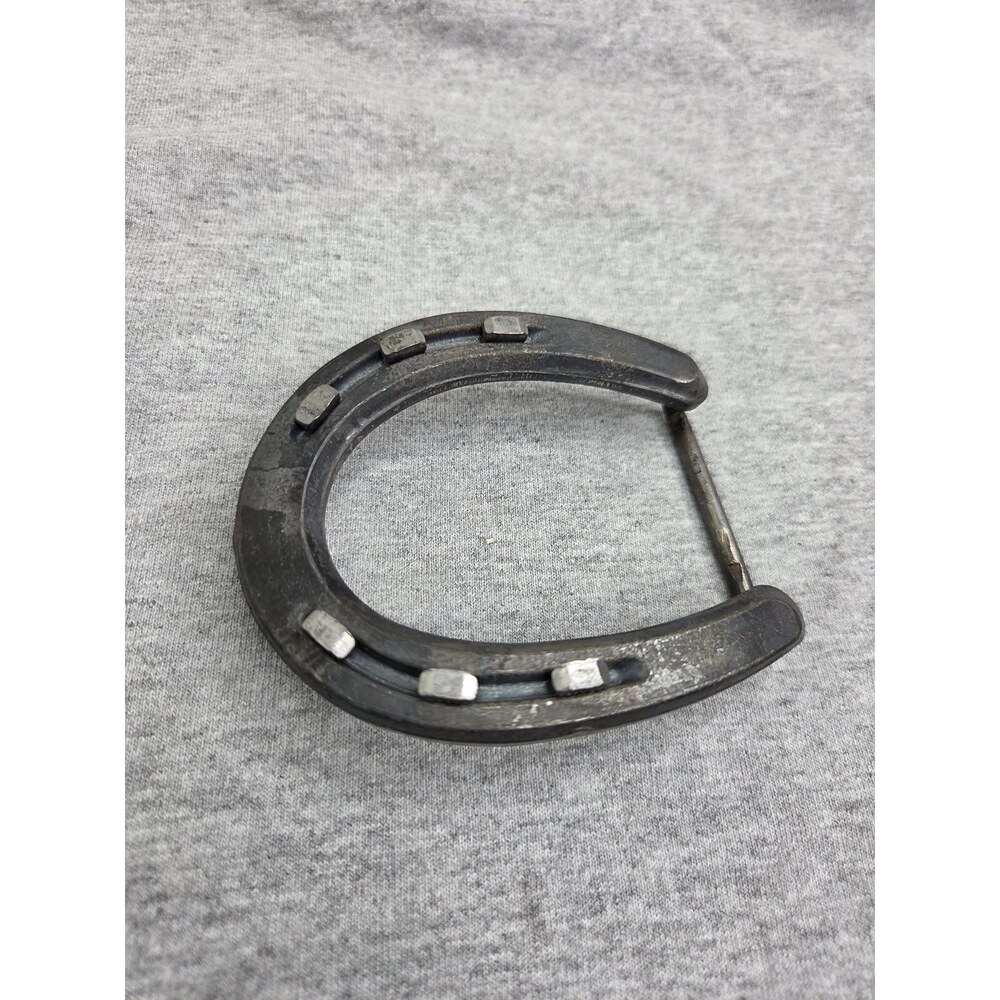 Vintage Blacksmith Pony Horseshoe Solid Metal Western Belt Buckle - Picture 3 of 12